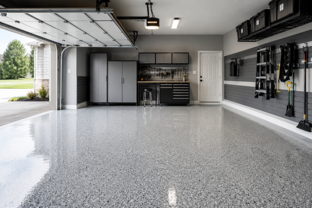 Epoxy garage floor coating in Rochester Hills garage