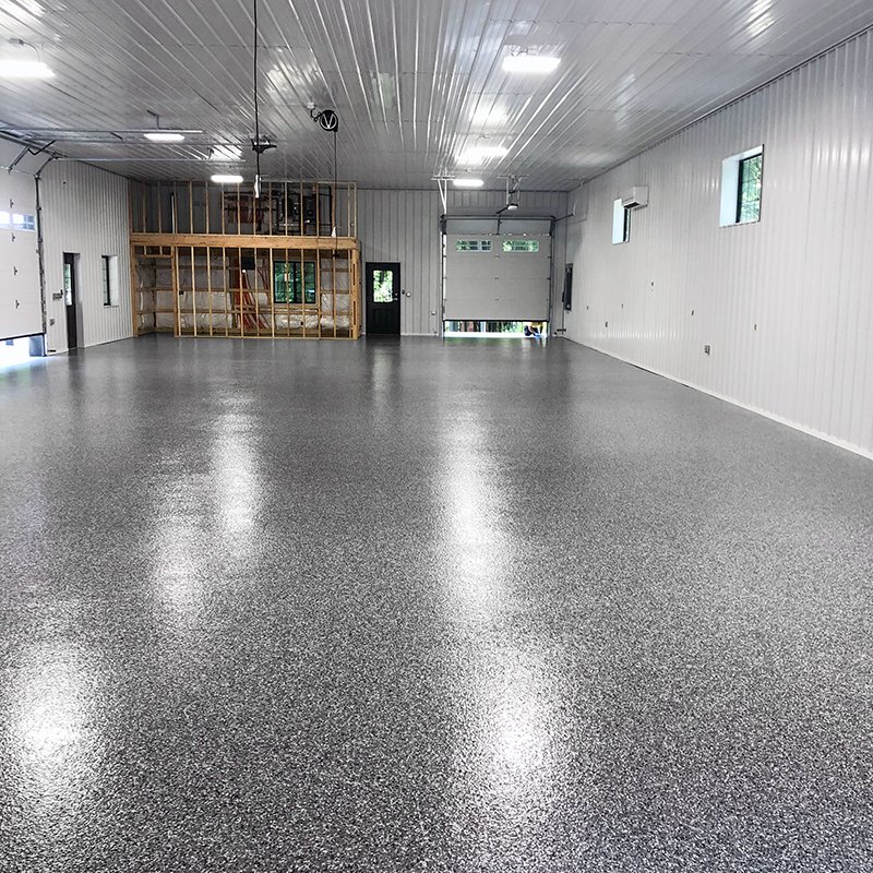 Polyaspartic floor coating in Troy MI warehouse
